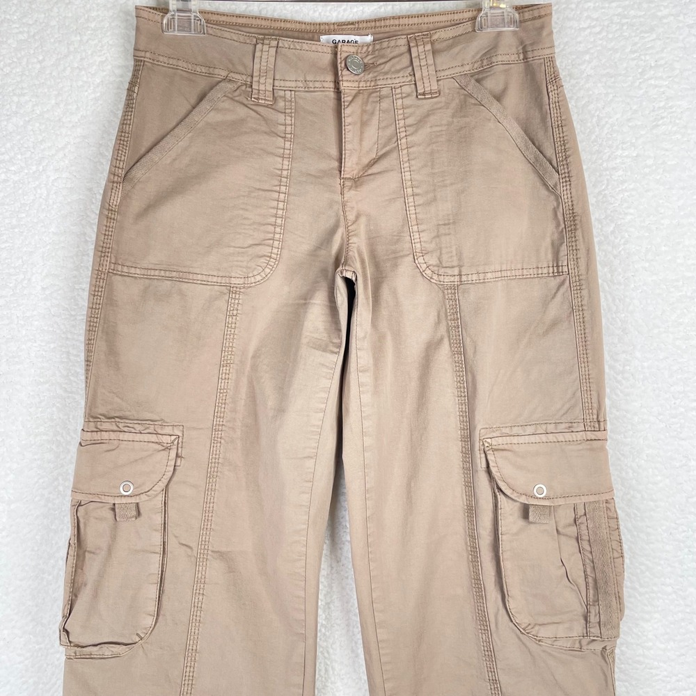 Garage Chicago Low Rise Cargo Pants Tan Khaki Utility Drawstring Hem Size 3 NEW